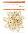 Brown Wood KaiserCraft Button Flowers Wood Flourishes