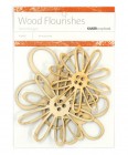 Brown Wood KaiserCraft Buttons Blooms Wood Flourishes